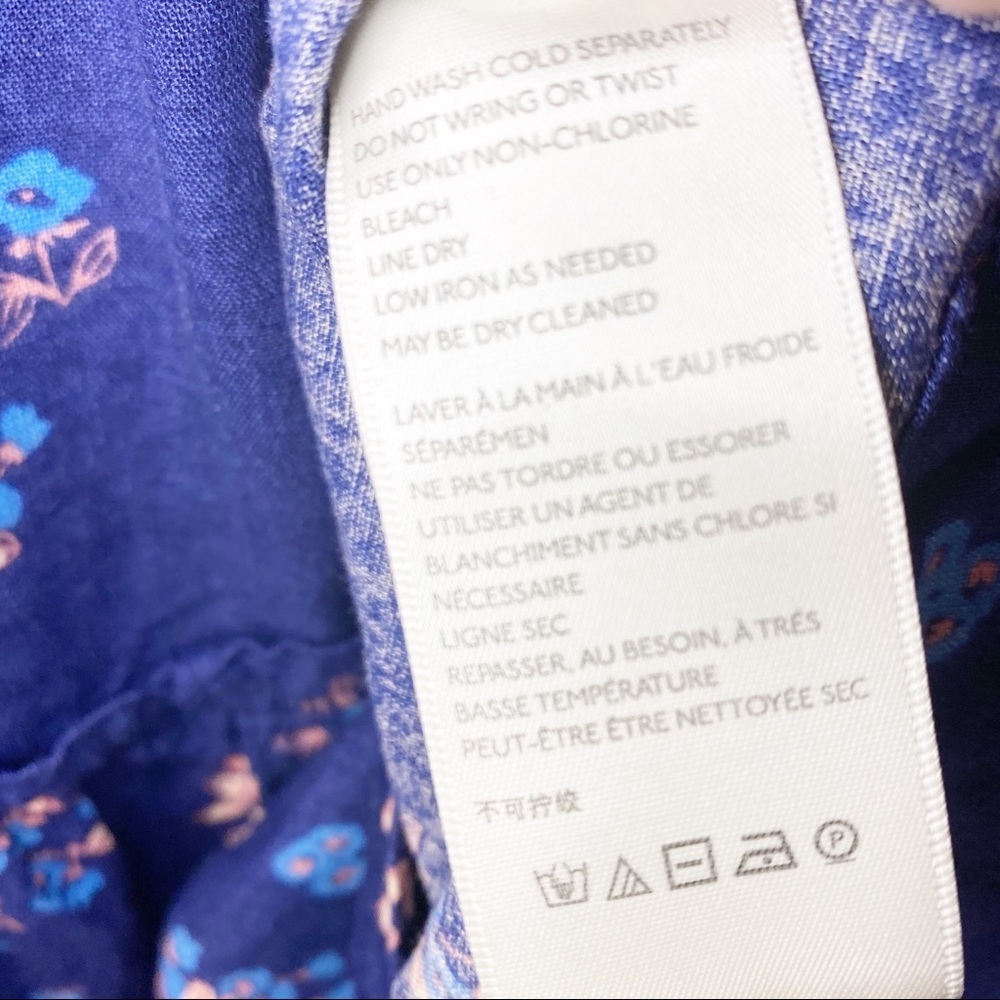 NEW Free People Petit Fours Indigo Blue Floral Linen Mini Dress M - Picture 10 of 11